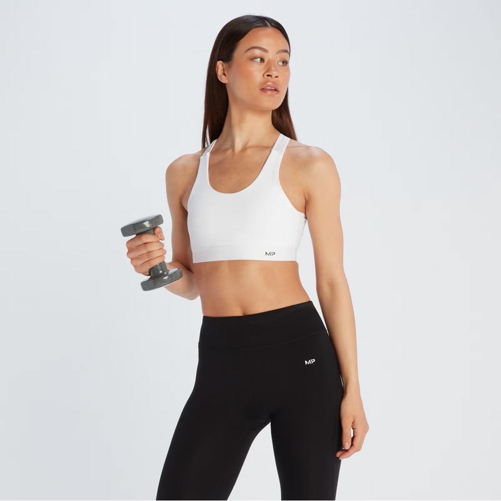 White My Protein Women's Power Cross Back Sports Bra - White - size XS